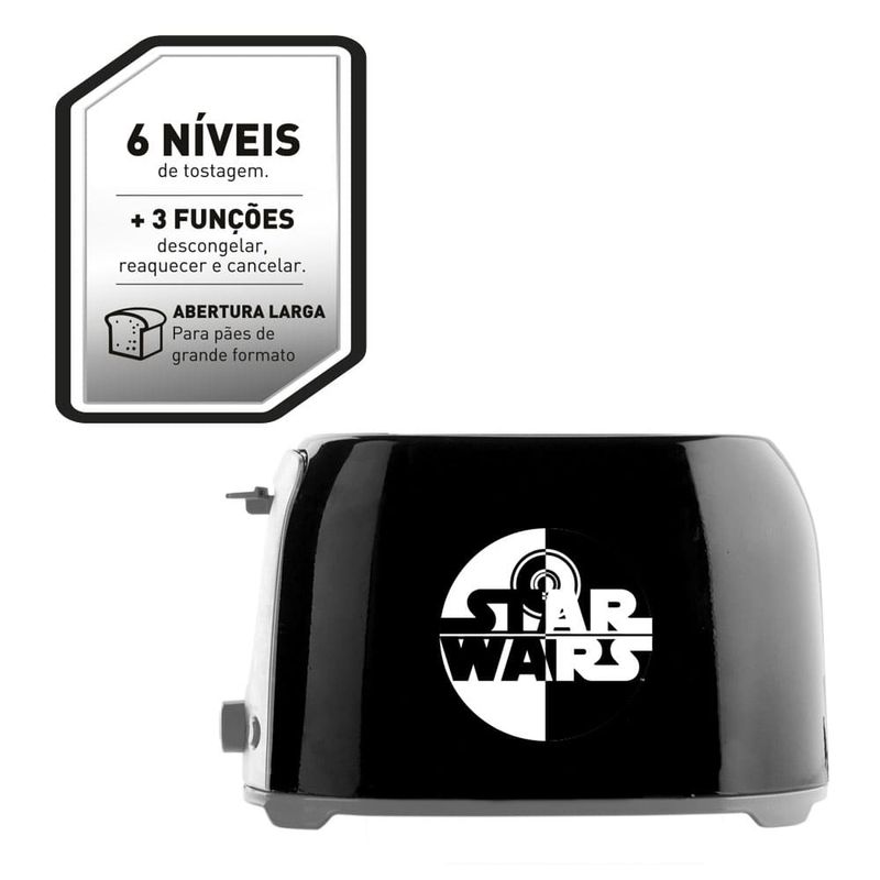torradeira elétrica mallory star wars 4 funcões 127v preto b96000261