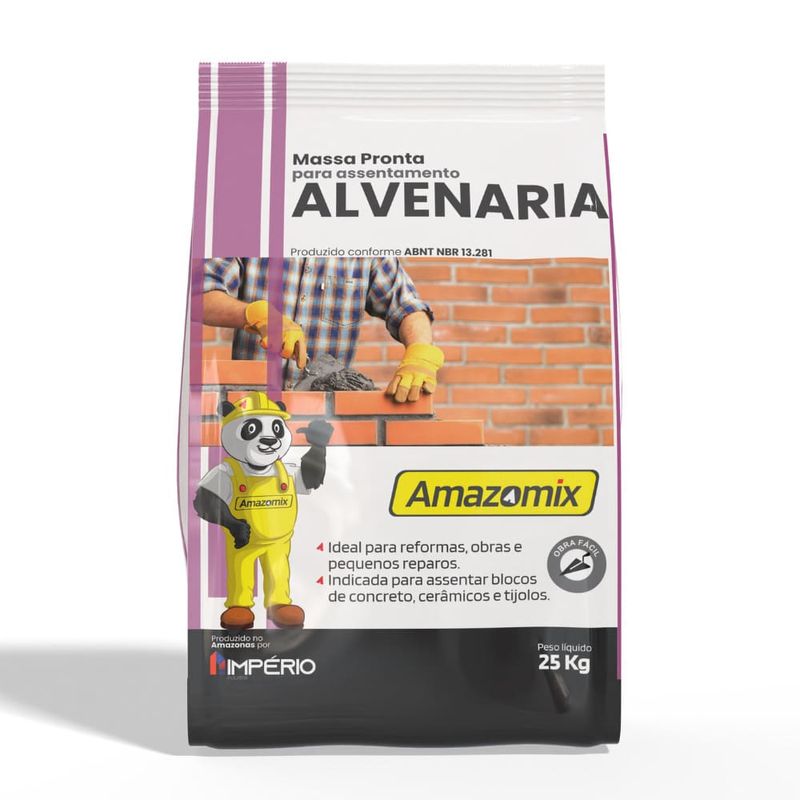massa pronta para alvenaria 25kg amazomix (mp)