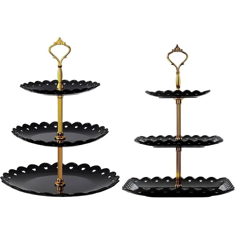 suporte para cupcake rauvolfia 02 peças com 03 andares preto a-bi