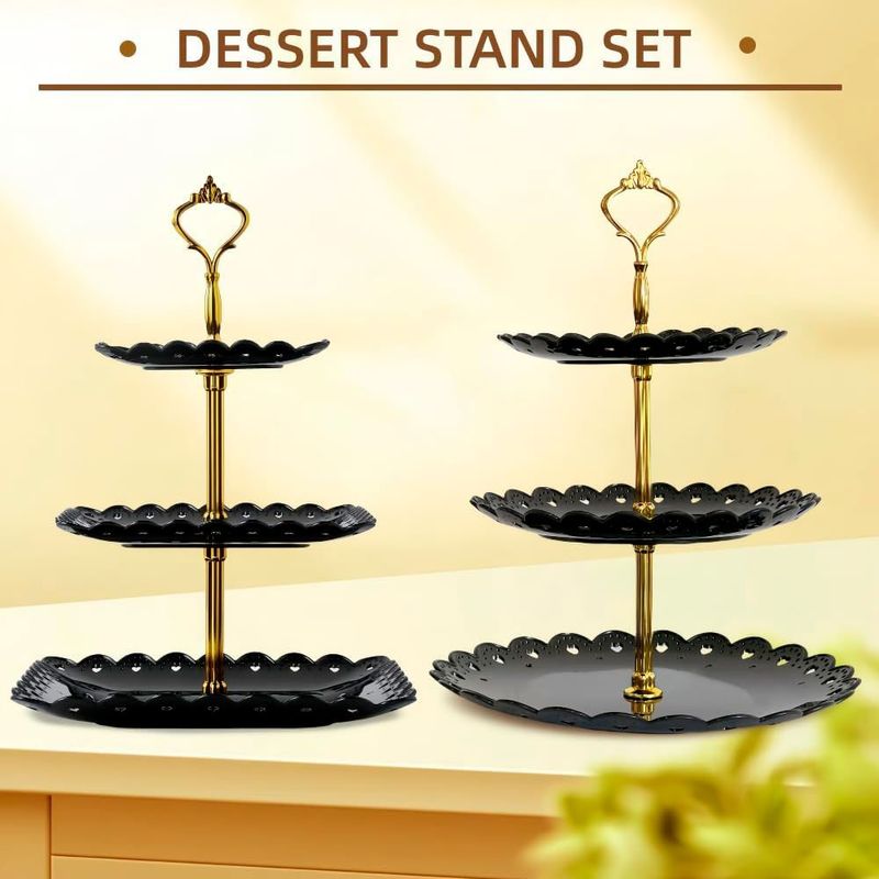 suporte para cupcake rauvolfia 02 peças com 03 andares preto a-bi