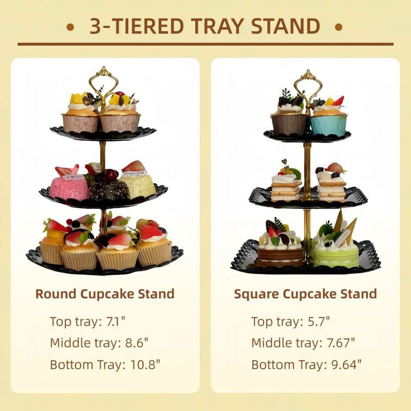 suporte para cupcake rauvolfia 02 peças com 03 andares preto a-bi