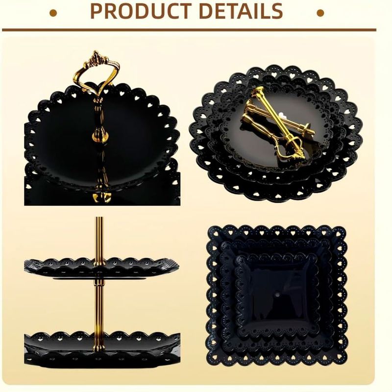 suporte para cupcake rauvolfia 02 peças com 03 andares preto a-bi