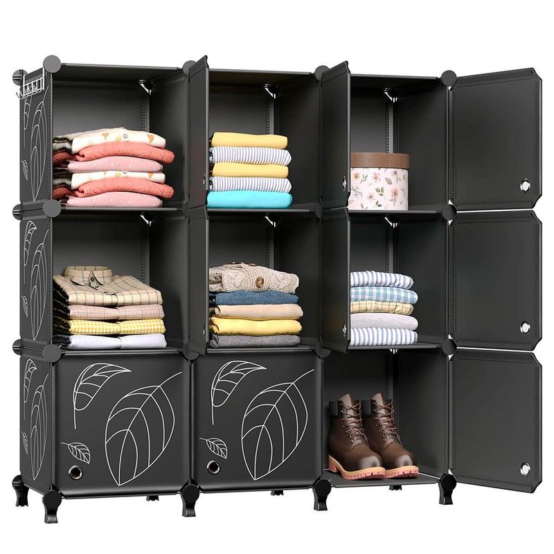armario organizador de 9 cubos com portas greenstell preto a-bi
