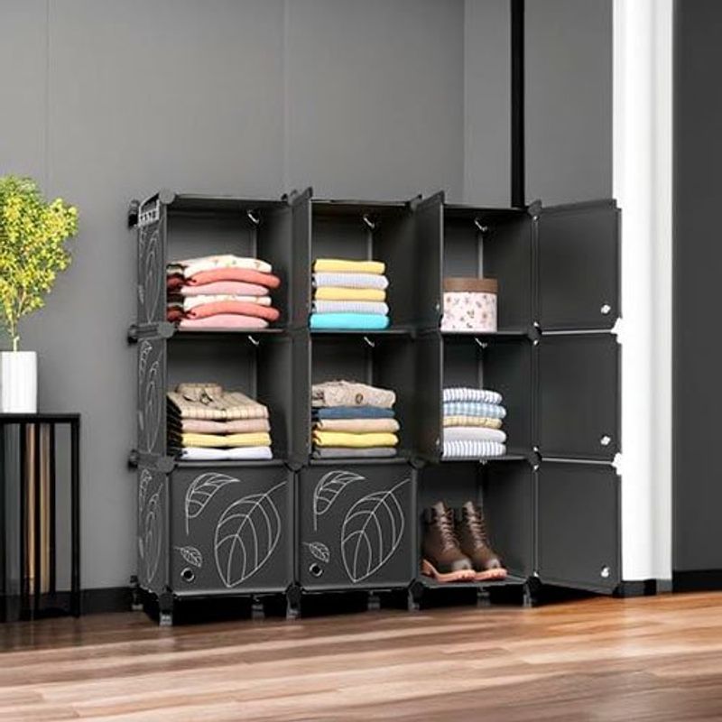armario organizador de 9 cubos com portas greenstell preto a-bi