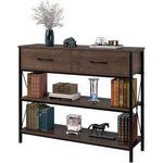 mesa aparador hithos estilo industrial com gavetas marrom escuro a-bi