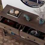 mesa aparador hithos estilo industrial com gavetas marrom escuro a-bi