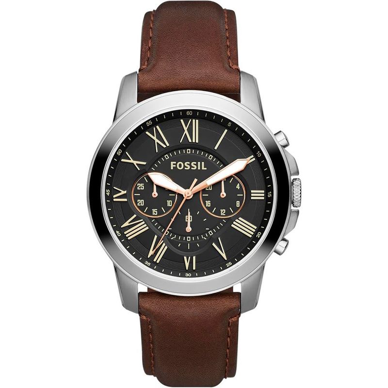 relógio masculino fossil analógico preto e marrom a-bi