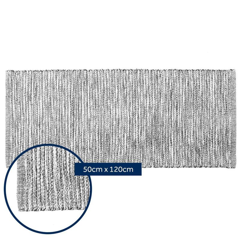 tapete passadeira jacquad eco kapazi 50x120cm cru e preto (mp)