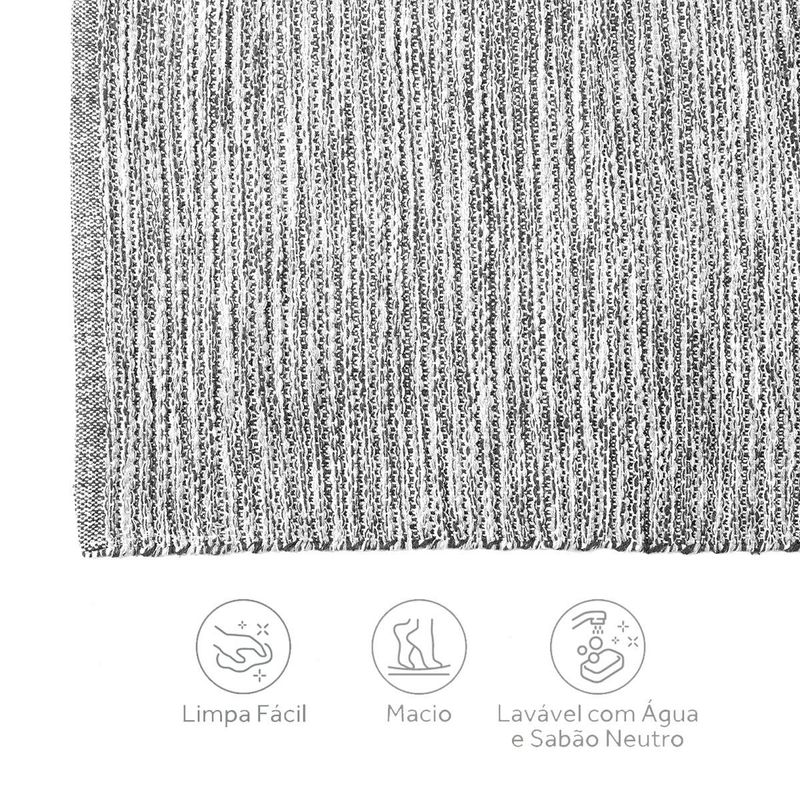 tapete passadeira jacquad eco kapazi 50x120cm cru e preto (mp)