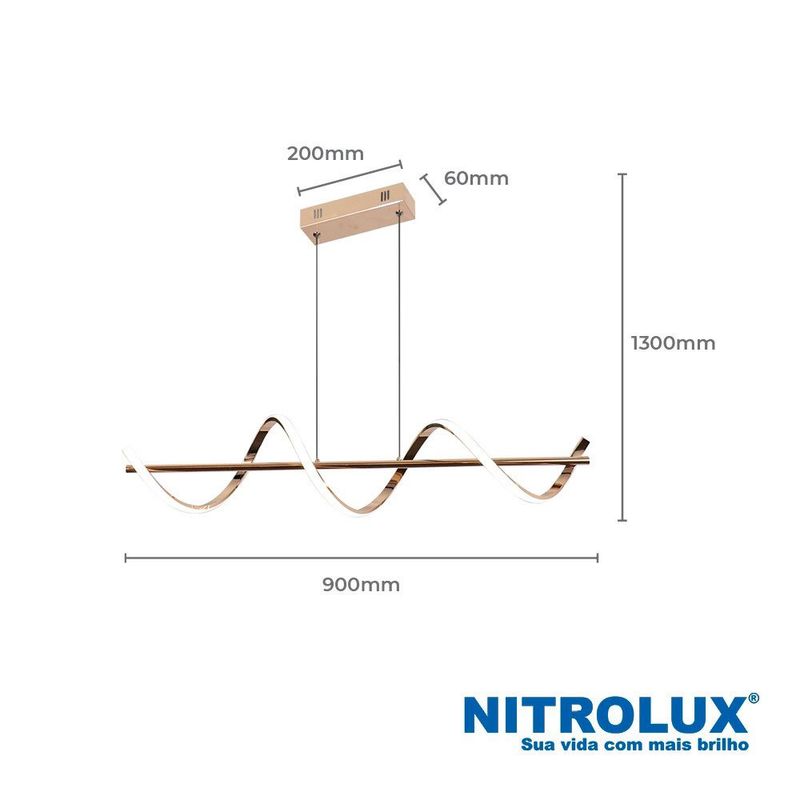 pendente nitrolux led 4000k branco neutro 30w bivolt lp-600d dourado (mp)