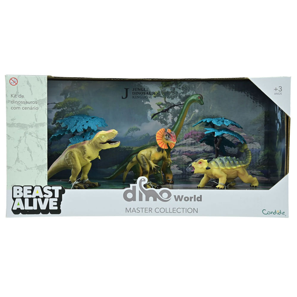 Conjunto Mini Dino World com 4 Beast Alive Candide