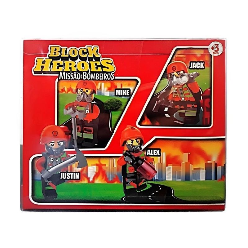 kit bonecos articulados polibrinq block heroes modelo sortido (mp)