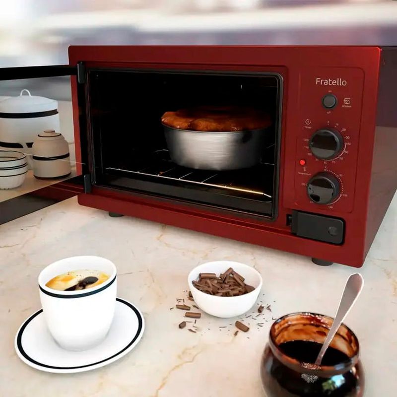 forno elétrico de bancada mueller 44 litros fratello 127v vermelho 601250006 (mp)