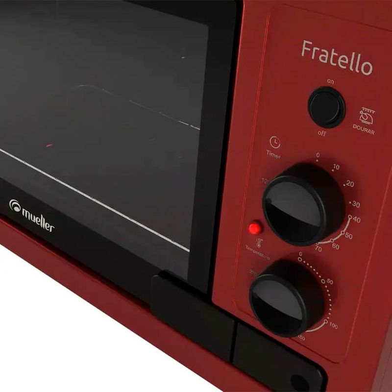 forno elétrico de bancada mueller 44 litros fratello 127v vermelho 601250006 (mp)