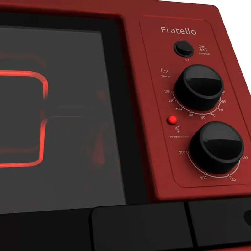 forno elétrico de bancada mueller 44 litros fratello 127v vermelho 601250006 (mp)