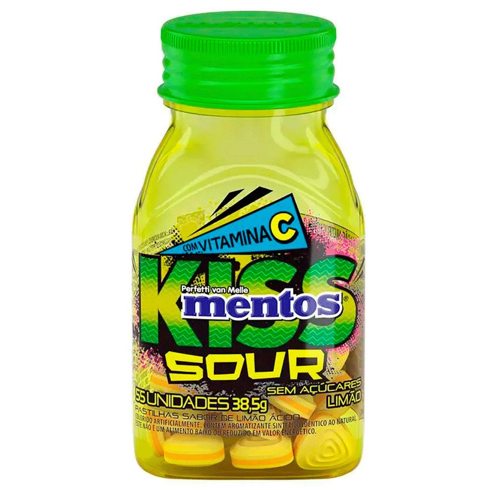 Pastilhas Mentos Sour Sem Açúcar Sabor Limão 55un