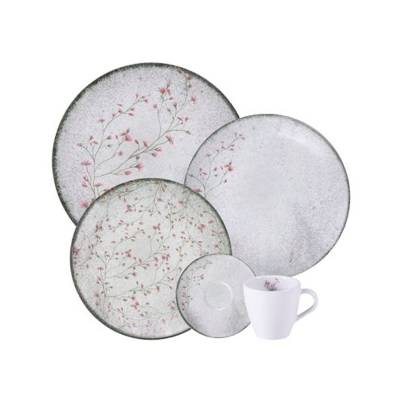 jogo de jantar tramontina 20 peças floralis em porcelana 96589042