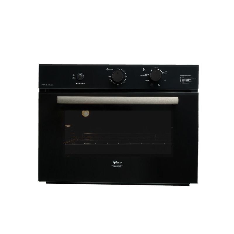 forno a gás fischer 50 litros infinity de embutir com grill 127v preto