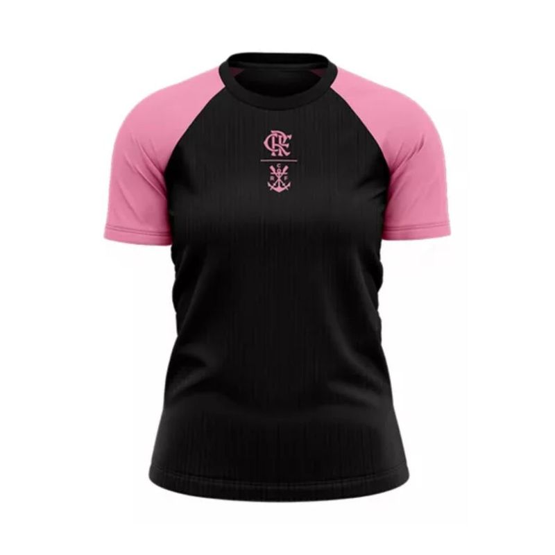 Camisa Feminina Flamengo Braziline Correnteza Preto Rosa P (MP)