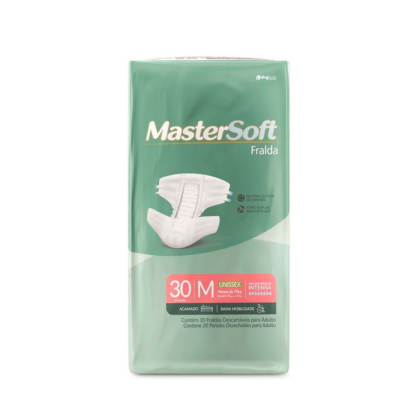 fralda mastersoft economica tamanho m 30 unidades