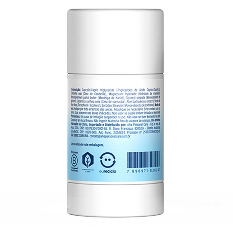 desodorante natural alva sem perfume 55g
