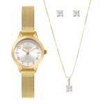 kit relógio condor feminino dourado co2035nhw/k4k