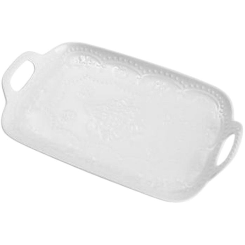 bandeja com alça wolff porcelana butterfly branca 29x18x4cm (mp)