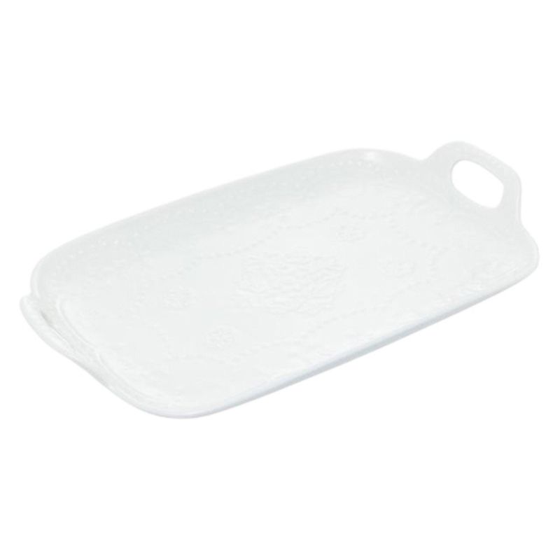 bandeja com alça wolff porcelana butterfly branca 29x18x4cm (mp)