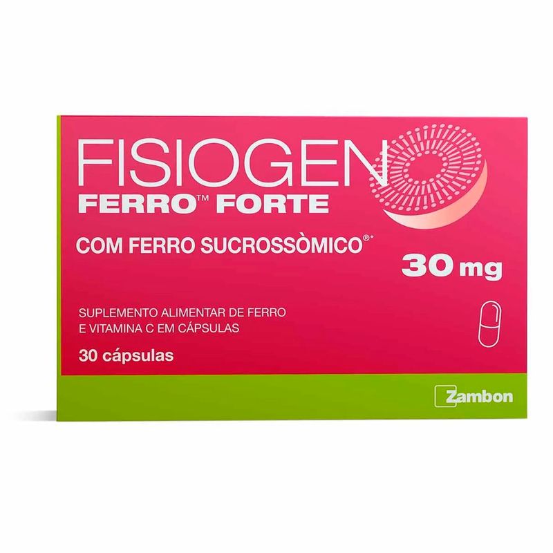 fisiogen ferro forte 30mg 30 cápsulas zambon