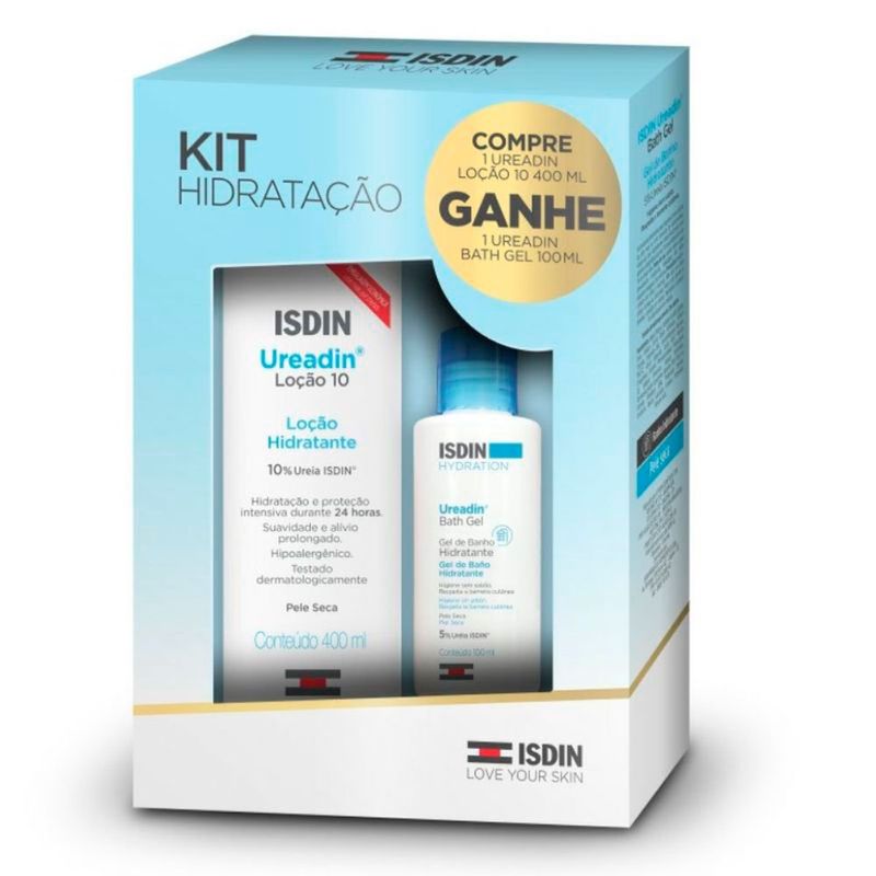 kit ureadin hidratação isdin loção corporal 400ml + gel de banho 100ml
