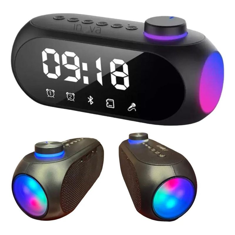 caixa de som inova com alarme preto rad-12569 (mp)