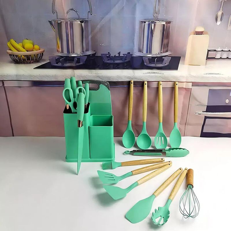 conjunto de cozinha bazike verde (mp)