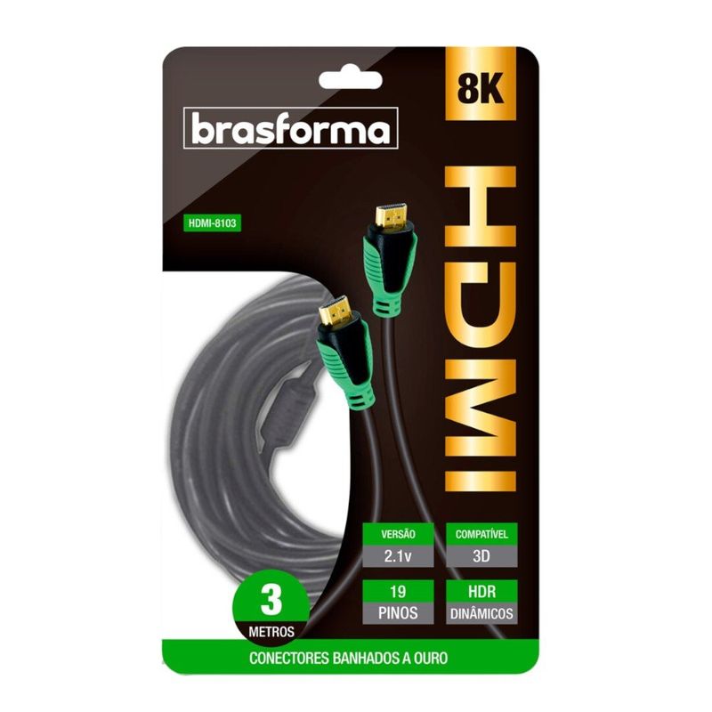 cabo hdmi brasforma 8k 3 metros (mp)