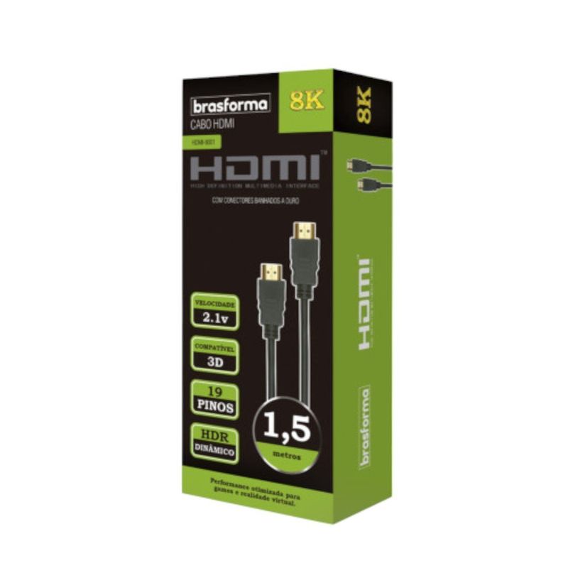 cabo hdmi brasforma 8k ultra hd 2.1 1.5 metro (mp)