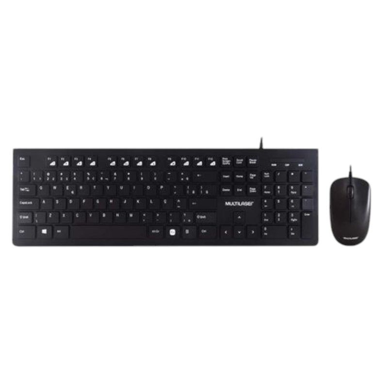 teclado e mouse com fio multilaser multimídia usb (mp)