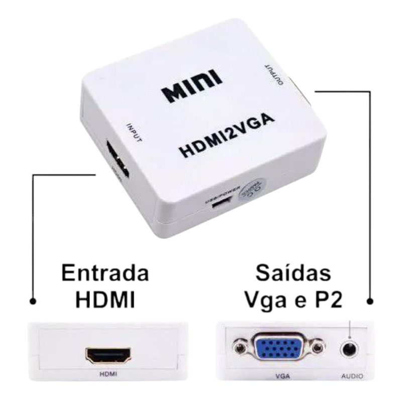 conversor hdmi para vga fc fontes com áudio e vídeo (mp)