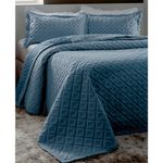 kit colcha casal rozac 3 peças madri 3d azul (mp)