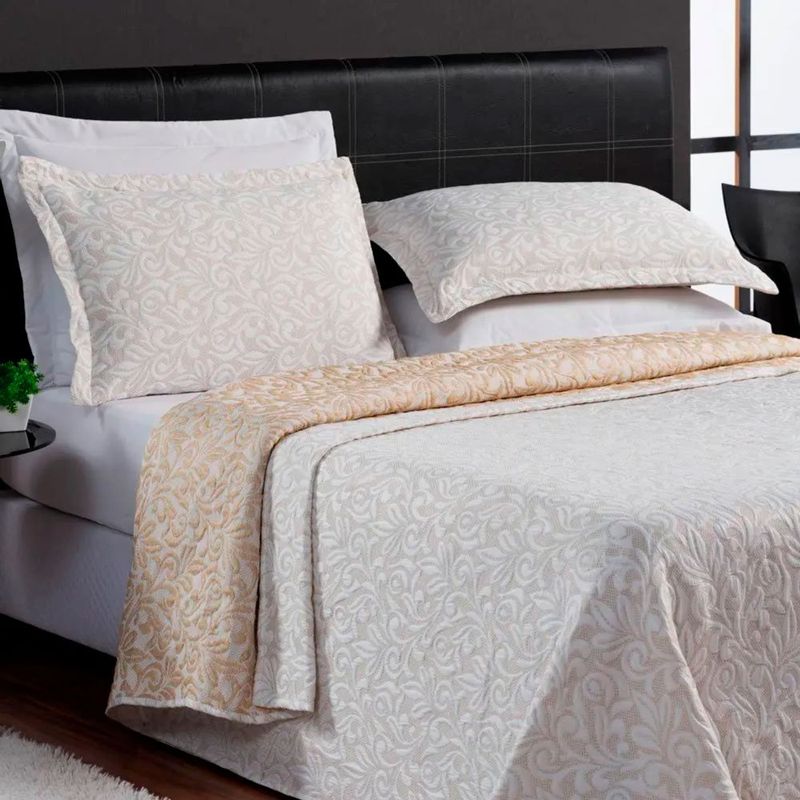 kit colcha solteiro branyl 2 peças gardenia 180x235cm bege (mp)