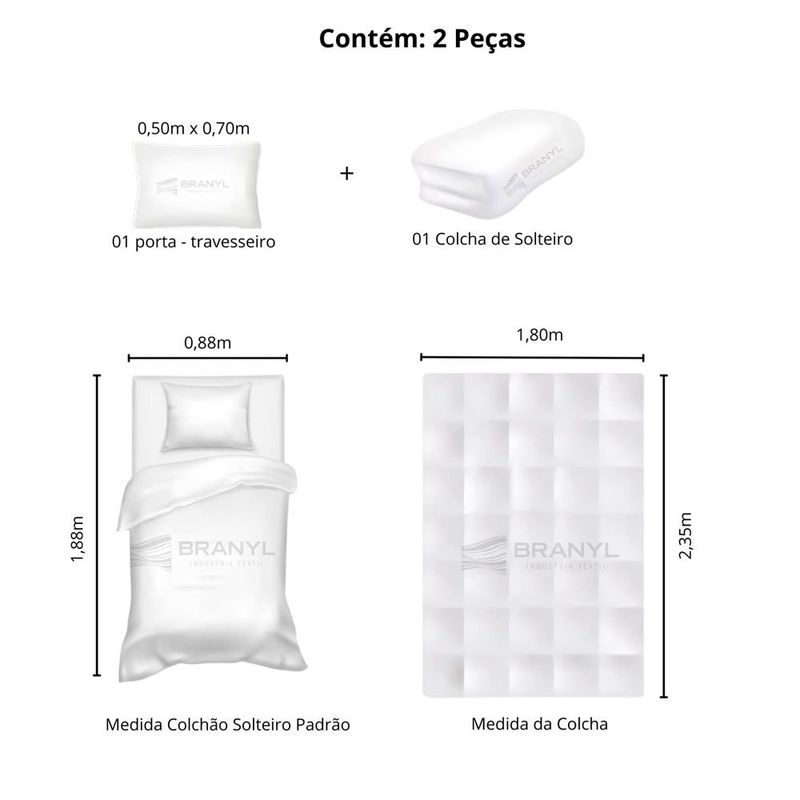 kit colcha solteiro branyl 2 peças gardenia 180x235cm bege (mp)