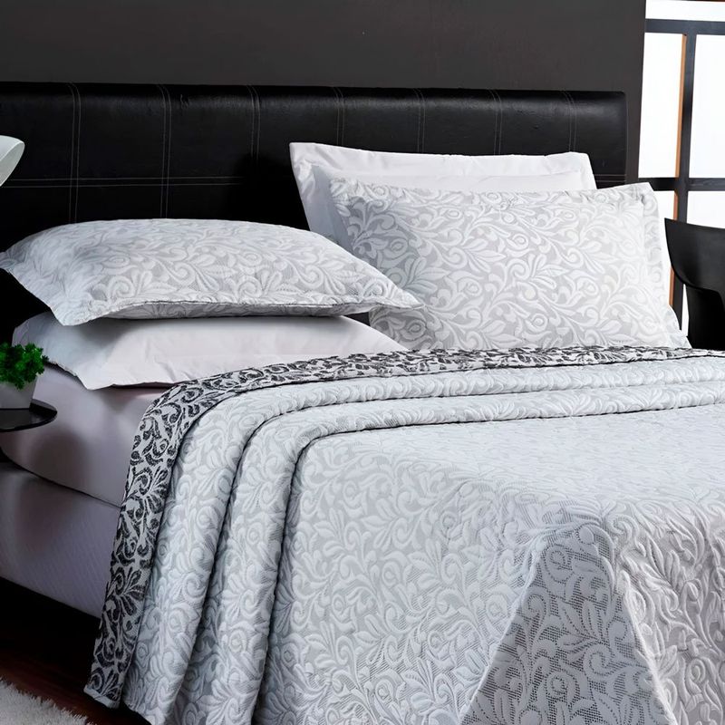 kit colcha casal 3 peças gardenia 220x235cm cinza (mp)
