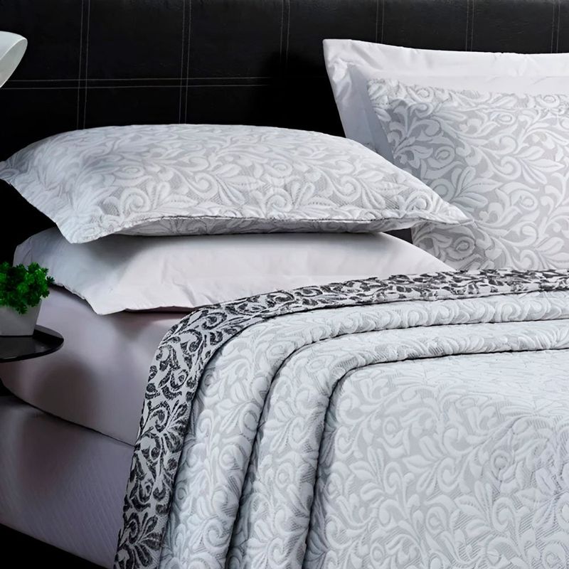 kit colcha casal 3 peças gardenia 220x235cm cinza (mp)