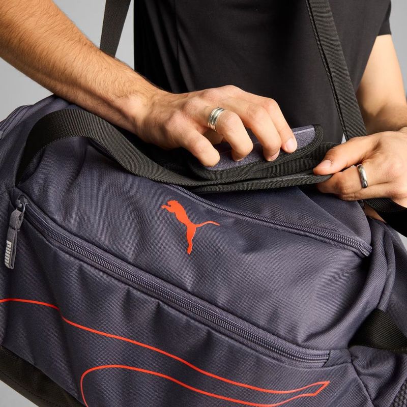 mala de mão puma 47l fundamentals sports bag m cinza laranja (mp)