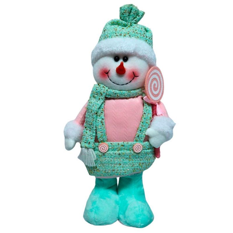 boneco de neve florarte verde e rosa 47cm 9001 (mp)
