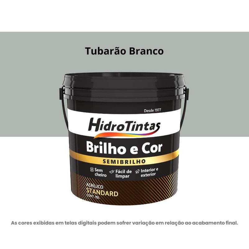 tinta acrílica standard semibrilho hidrotintas 15l brilho e cor tubarão branco (mp)