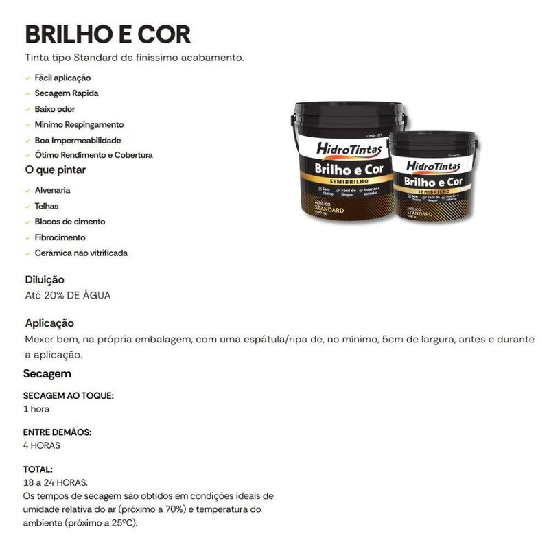 tinta acrílica standard semibrilho hidrotintas 15l brilho e cor azul profundo (mp)