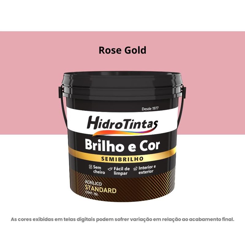 tinta acrílica standard semibrilho hidrotintas 15l brilho e cor rose gold (mp)