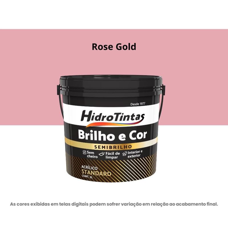 tinta acrílica standard semibrilho hidrotintas 3l brilho e cor rose gold (mp)