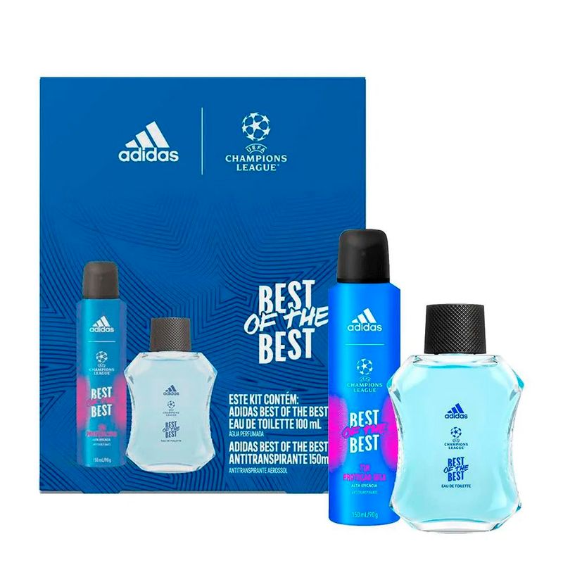 kit perfume masculino adidas uefa the best edt100ml + desodorante 150ml