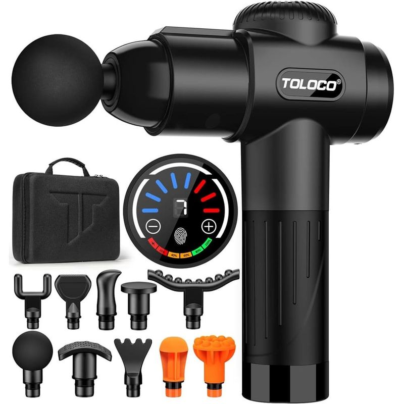 massageador de percussão toloco com 10 cabeças de massagem preta a-bi