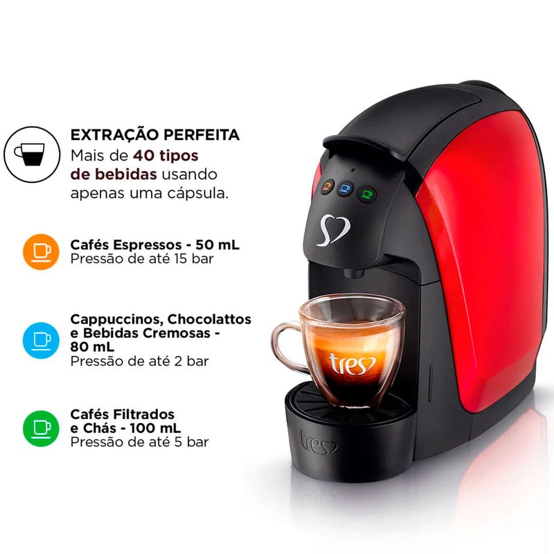 máquina de bebida três corações luna automática vermelha